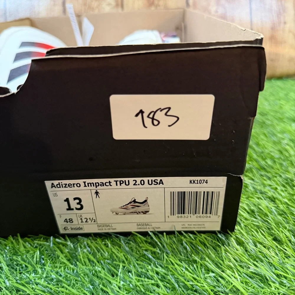 Adidas Adizero Impact TPU 2.0 USA Baseball Cleats Mens size 13 White Red Navy